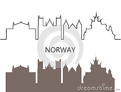 Norway logo. Isolated Norwegian architecture on white background Vector Illustration